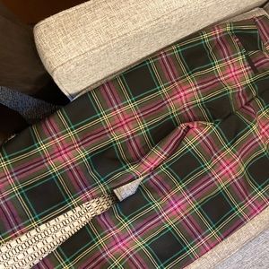 Women’s J.Crew straight leg, pant, pink Stewart, tartan wool, 2 Reg 28” inseam
